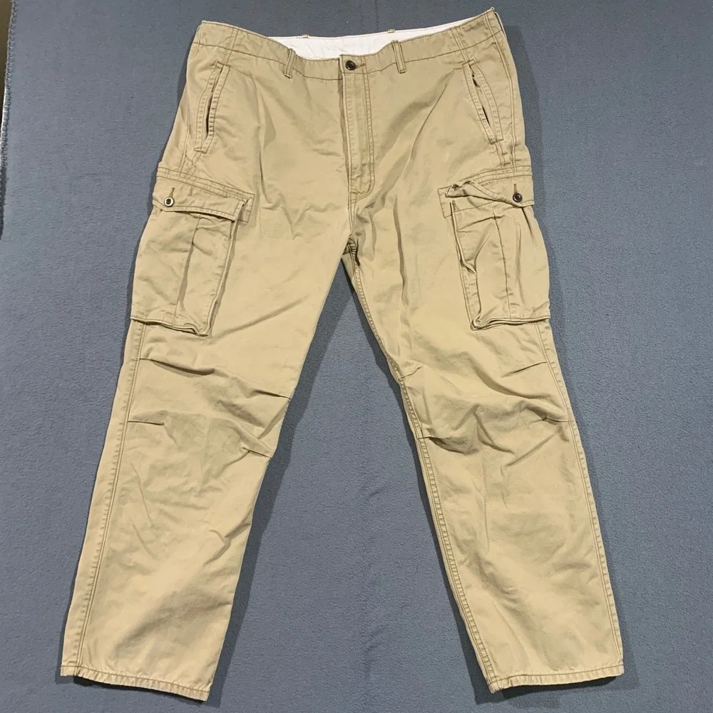 Levi Strauss Mens‎ Cargo Pants Khaki Tan Cotton Straight Leg 12462-0010 W38 L32